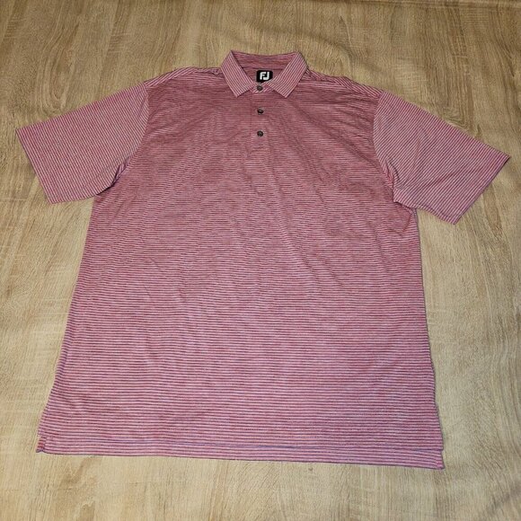 Footjoy Polo Shirt Men XL Pink Striped Short Sleeve Golf Collared - Picture 1 of 7